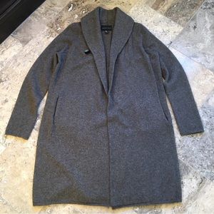 Adrienne Vittadini long cardigan sweater wool & Yak duster length Gray medium